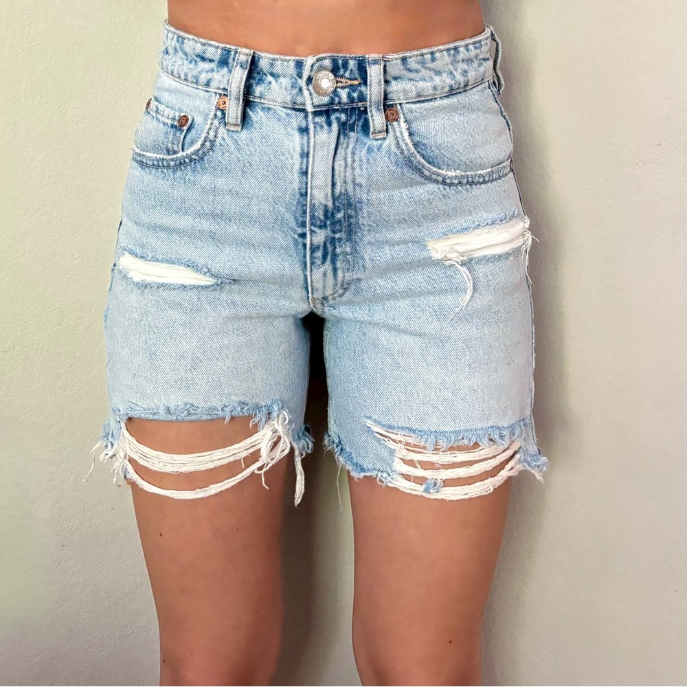Zara Ripped Mid Length Shorts - Picture 8 of 9